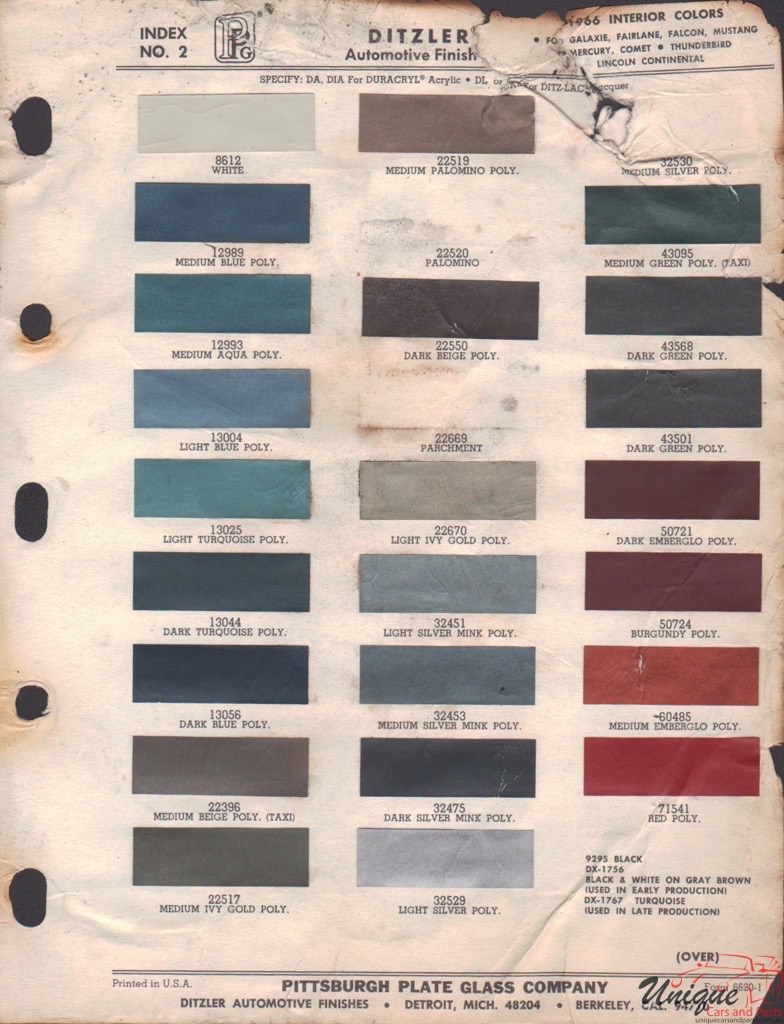 1966 Ford Paint Charts PPG 3
